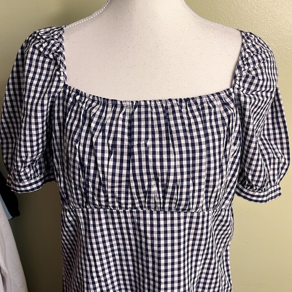 NWT ANTHROPOLOGIE FOREVER THAT GIRL PUFF SLEEVE MINI DRESS BLUE GINGHAM LARGE - Picture 15 of 17